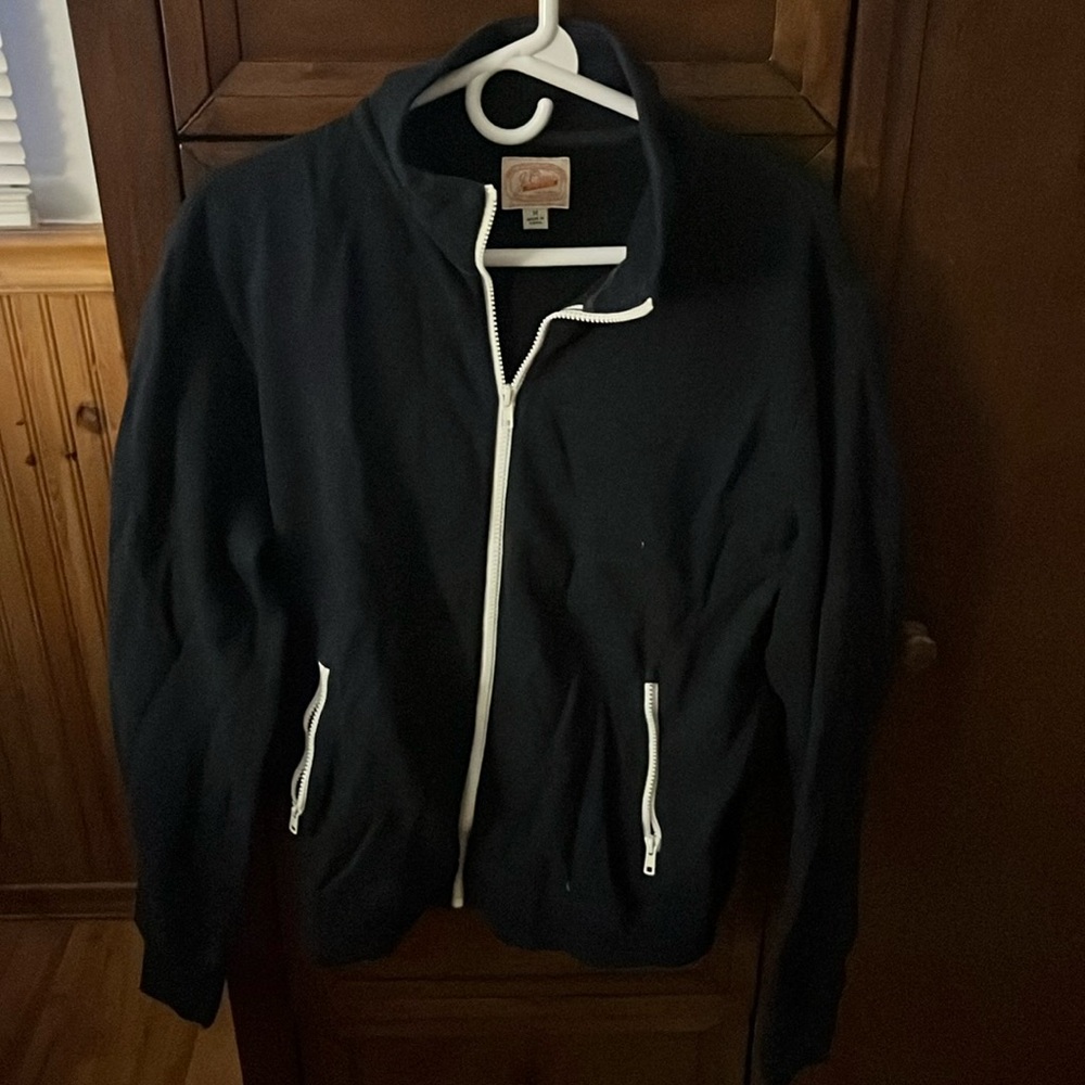 J crew navy blue cotton track jacket
